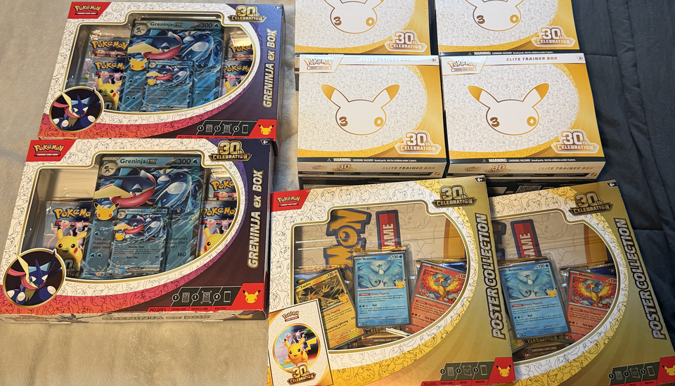Pokémon products delivered in cardboard boxes